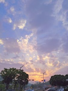 Evening sky over the Munhak Stadium neighborhood in Incheon