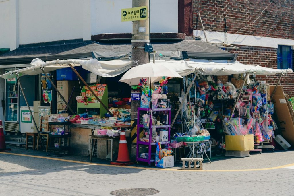 A small neighborhood stationery shop of the kind Korean children bought toys from